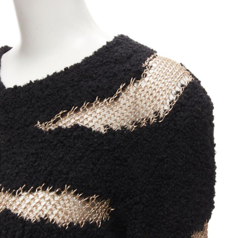 Philosophy di Lorenzo Serafini PHILOSOPHY DI LORENZO SERAFINI gold lattice sheer black slouchy sweater top IT38 Size XS / US 0-2 / IT 36-38 - 2 Thumbnail