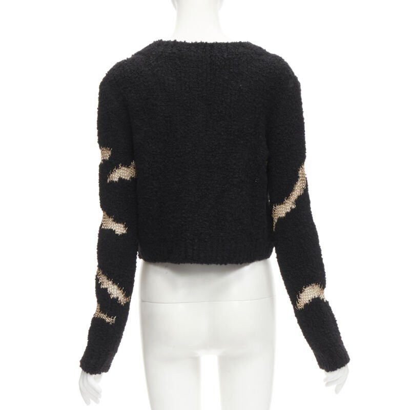 Philosophy di Lorenzo Serafini PHILOSOPHY DI LORENZO SERAFINI gold lattice sheer black slouchy sweater top IT38 Size XS / US 0-2 / IT 36-38 - 5 Thumbnail