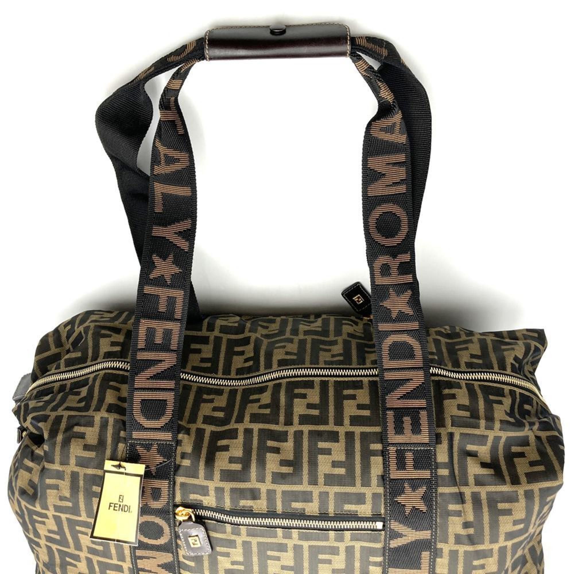 Fendi FENDI Zucca Boston bag in brown nylon for men and women Size ONE SIZE - 6 Thumbnail