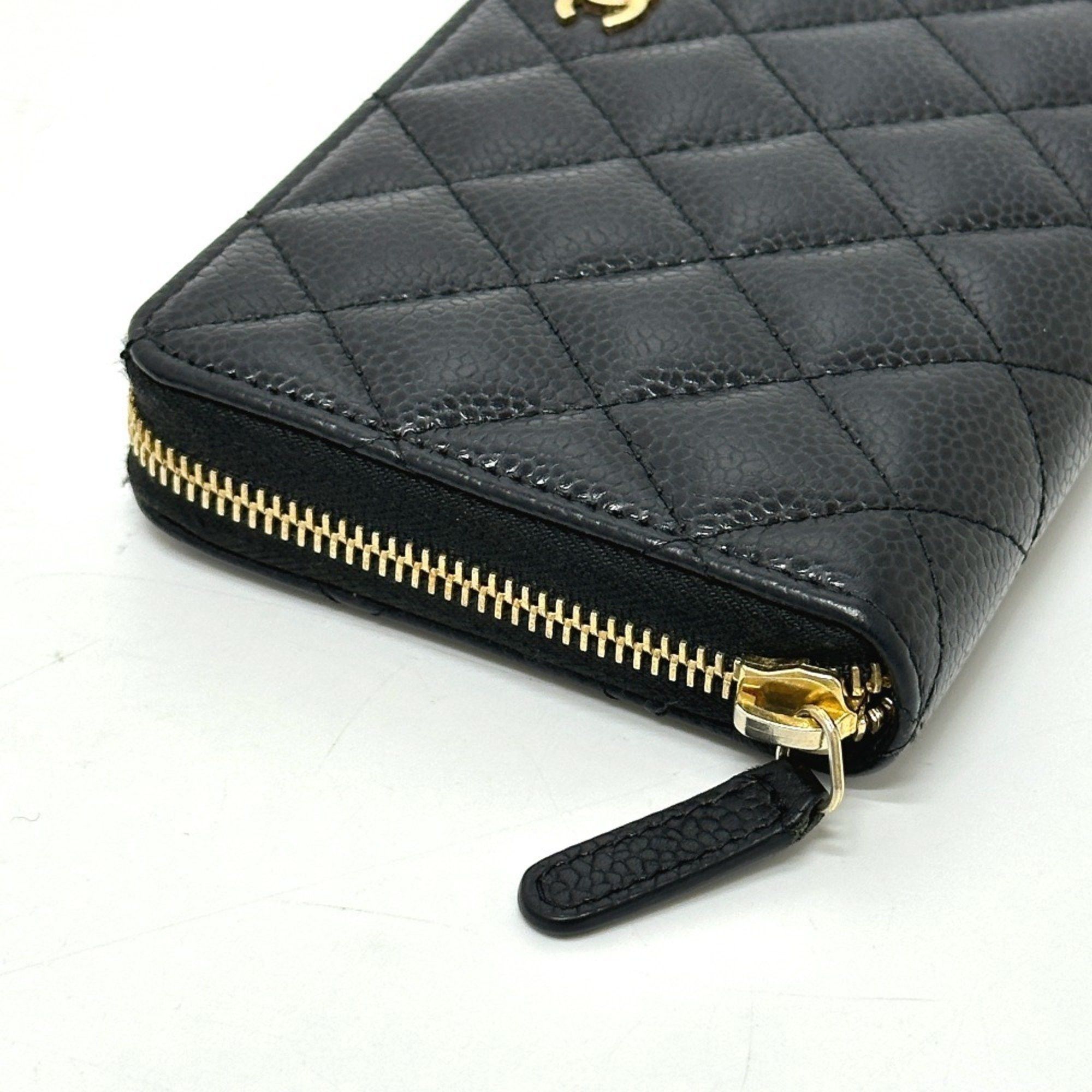 Chanel CHANEL A50097 Coco Mark Matelasse Wallet, Long Caviar Leather, Women's, Black Size ONE SIZE - 5 Thumbnail