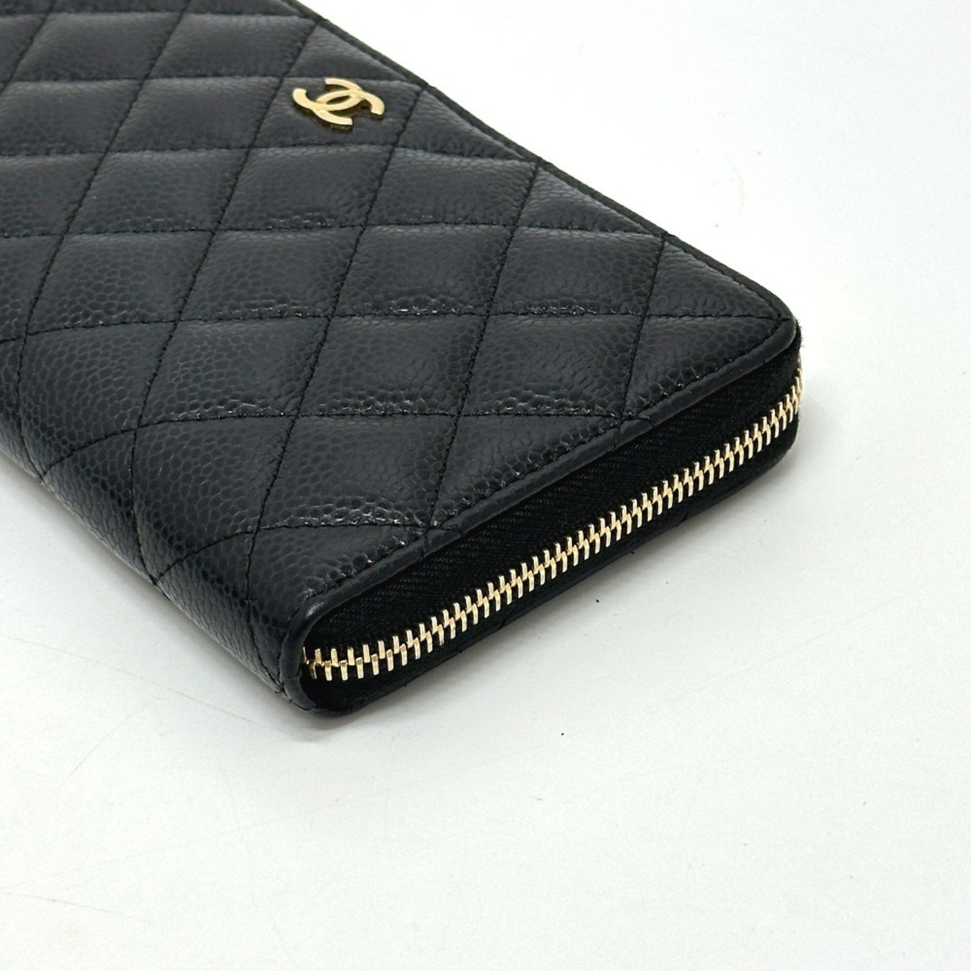 Chanel CHANEL A50097 Coco Mark Matelasse Wallet, Long Caviar Leather, Women's, Black Size ONE SIZE - 4 Thumbnail