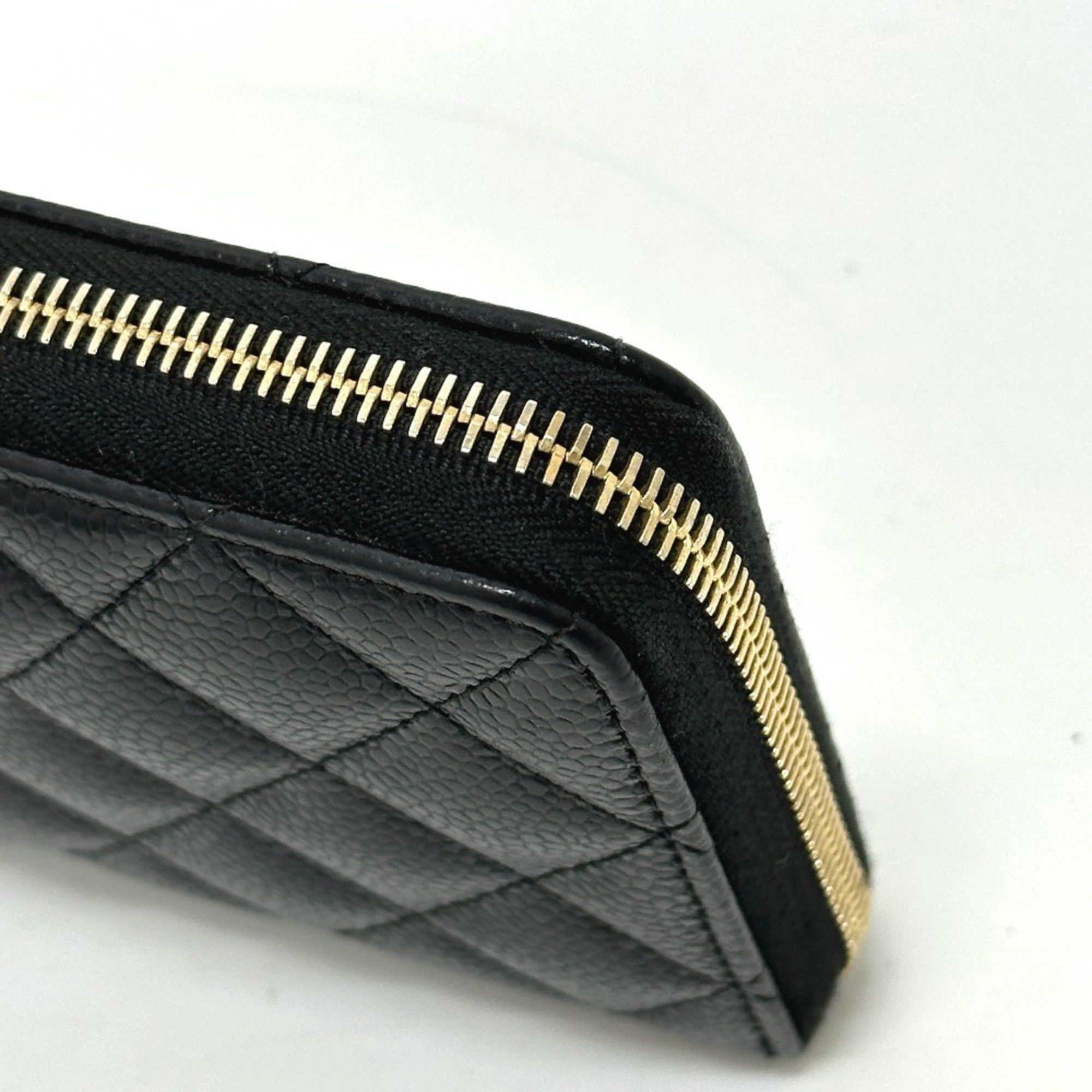 Chanel CHANEL A50097 Coco Mark Matelasse Wallet, Long Caviar Leather, Women's, Black Size ONE SIZE - 8 Thumbnail