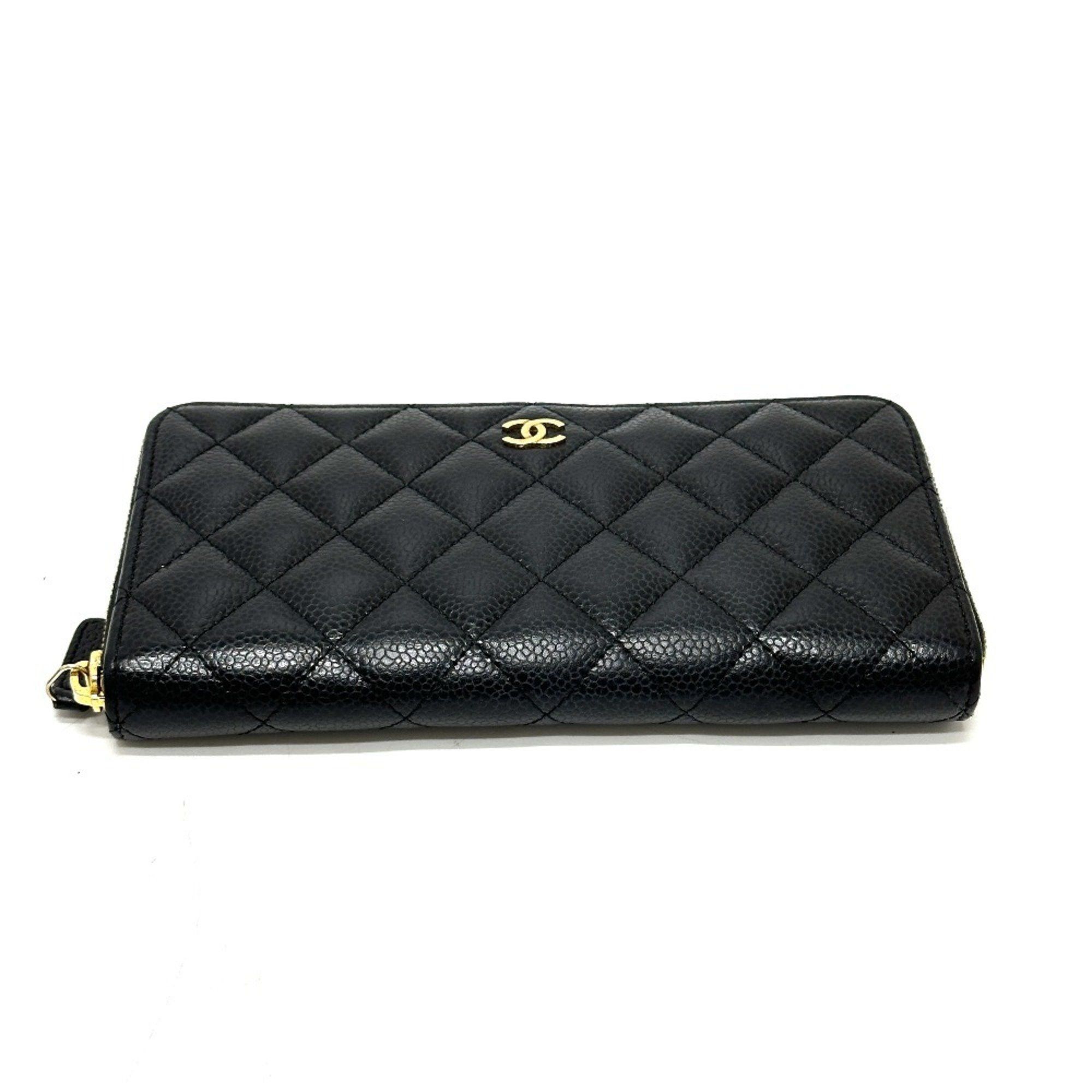 Chanel CHANEL A50097 Coco Mark Matelasse Wallet, Long Caviar Leather, Women's, Black Size ONE SIZE - 3 Thumbnail