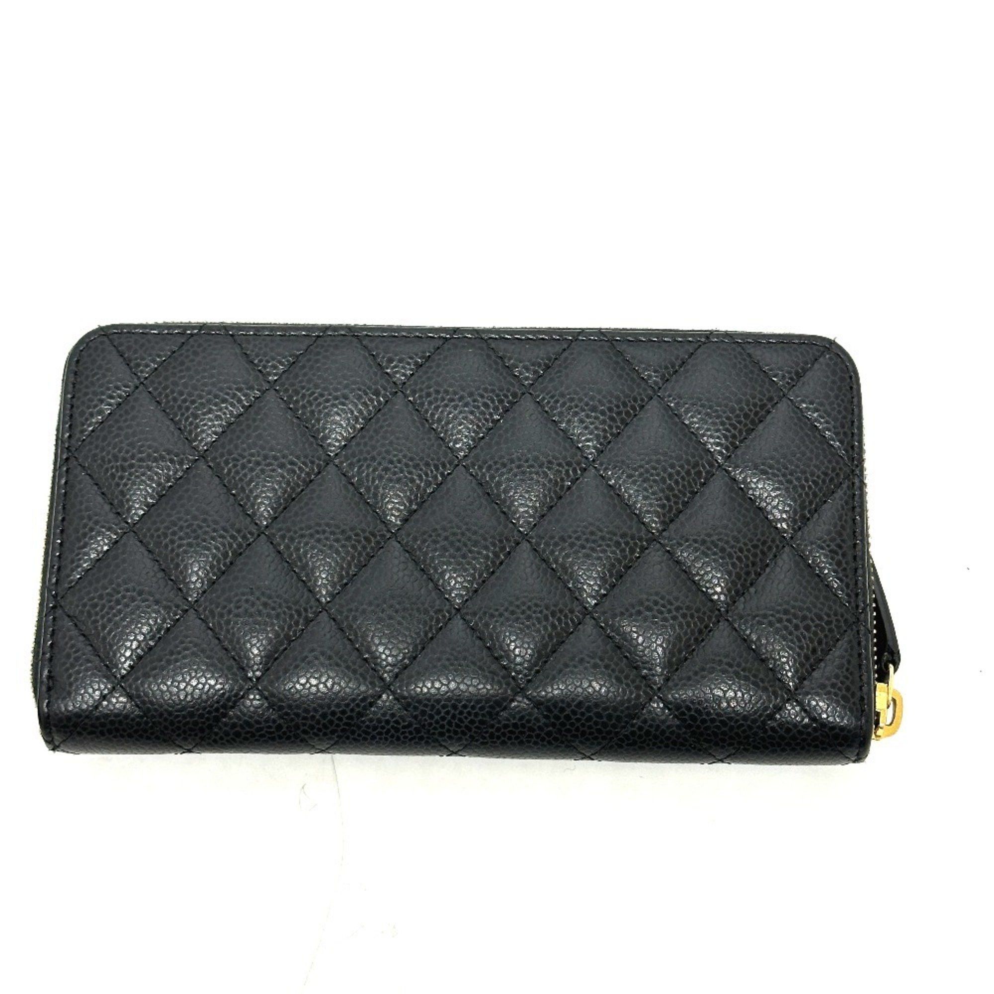 Chanel CHANEL A50097 Coco Mark Matelasse Wallet, Long Caviar Leather, Women's, Black Size ONE SIZE - 2 Thumbnail