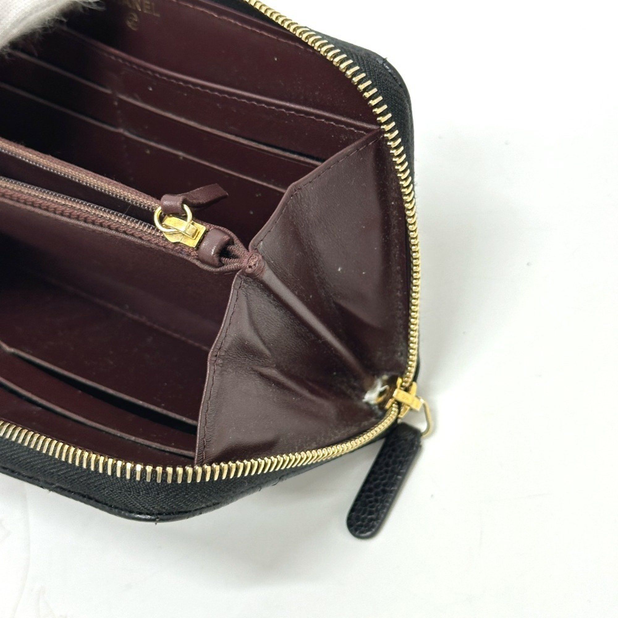 Chanel CHANEL A50097 Coco Mark Matelasse Wallet, Long Caviar Leather, Women's, Black Size ONE SIZE - 17 Thumbnail