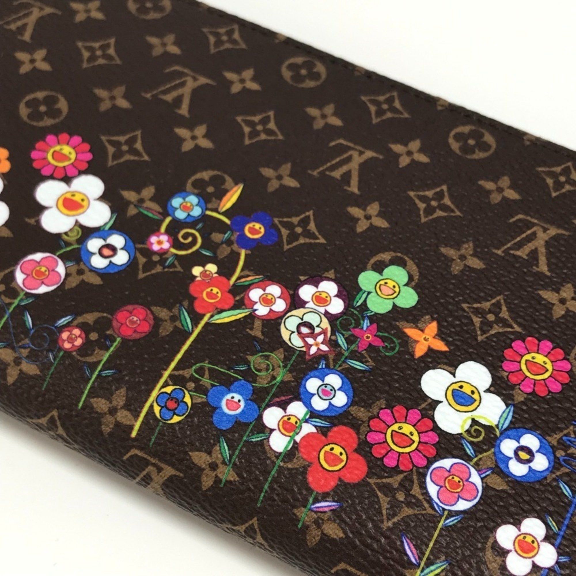 Louis Vuitton LOUIS VUITTON M14162 Japan-exclusive LV x TM Zippy Wallet Monogram Takashi Murakami Round Zip Long Canvas Unisex Brown Like New Size ONE SIZE - 8 Thumbnail