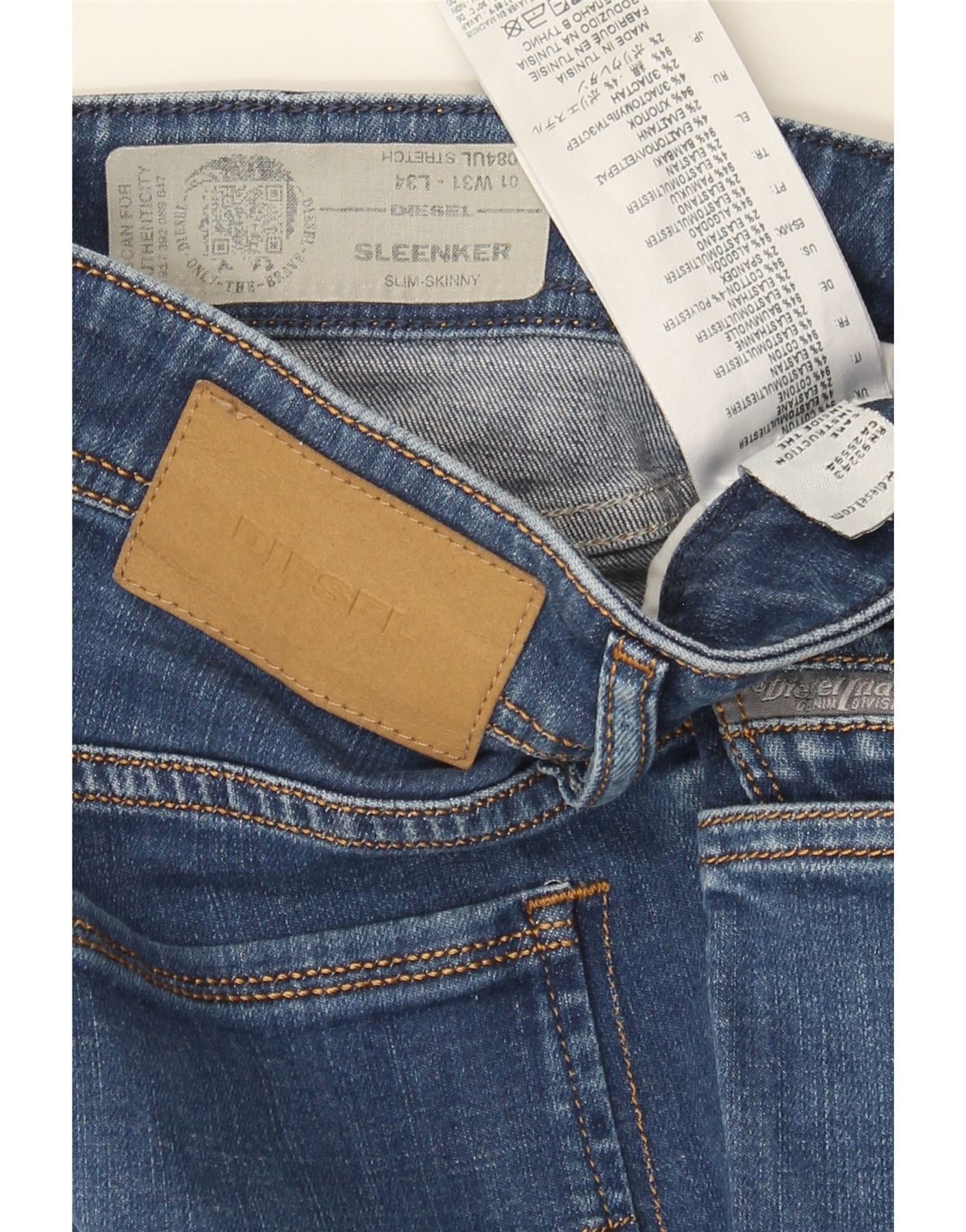 Diesel Womens Sleenker Slim Skinny Jeans W31 L34 Blue Cotton Size 42" / US 20 - 4 Thumbnail