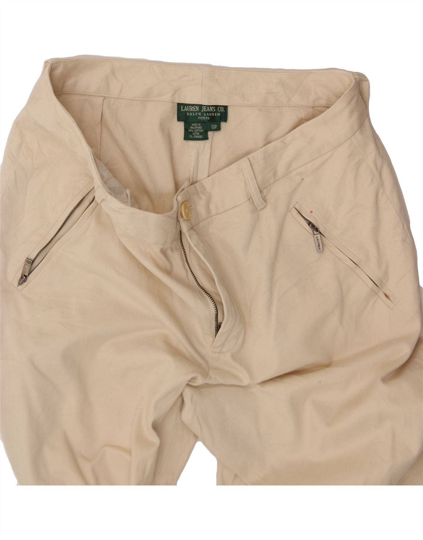 Ralph Lauren Womens Petite Chino Trousers US 12 Large W32 L28 Beige Size 30" / US 8 / IT 44 - 3 Thumbnail