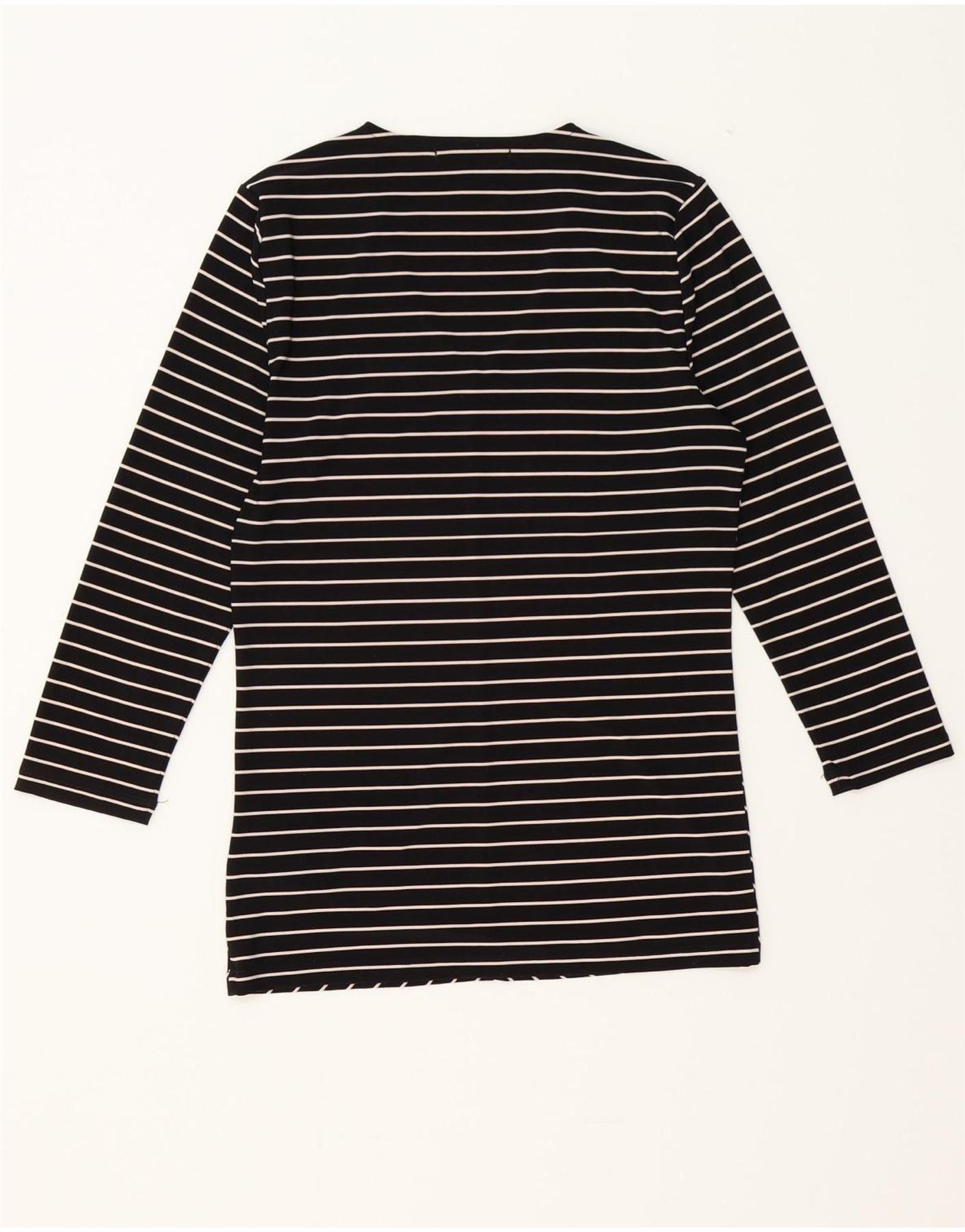 Ralph Lauren Womens Top 3/4 Sleeve UK 10 Small Black Striped Polyester Size S / US 4 / IT 40 - 2 Thumbnail