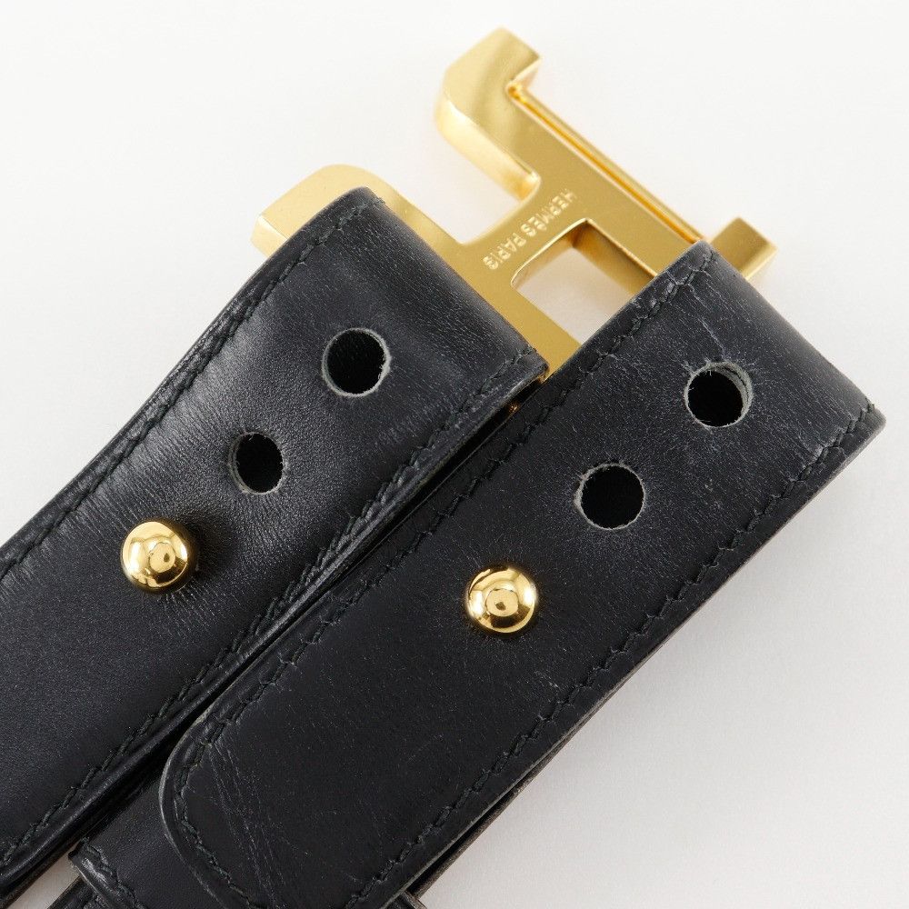 Hermes Hermes Hermes H Belt Calfskin Belt Leather Belt Stamp G (1977) DUTY FREE for USA Size ONE SIZE - 4 Thumbnail
