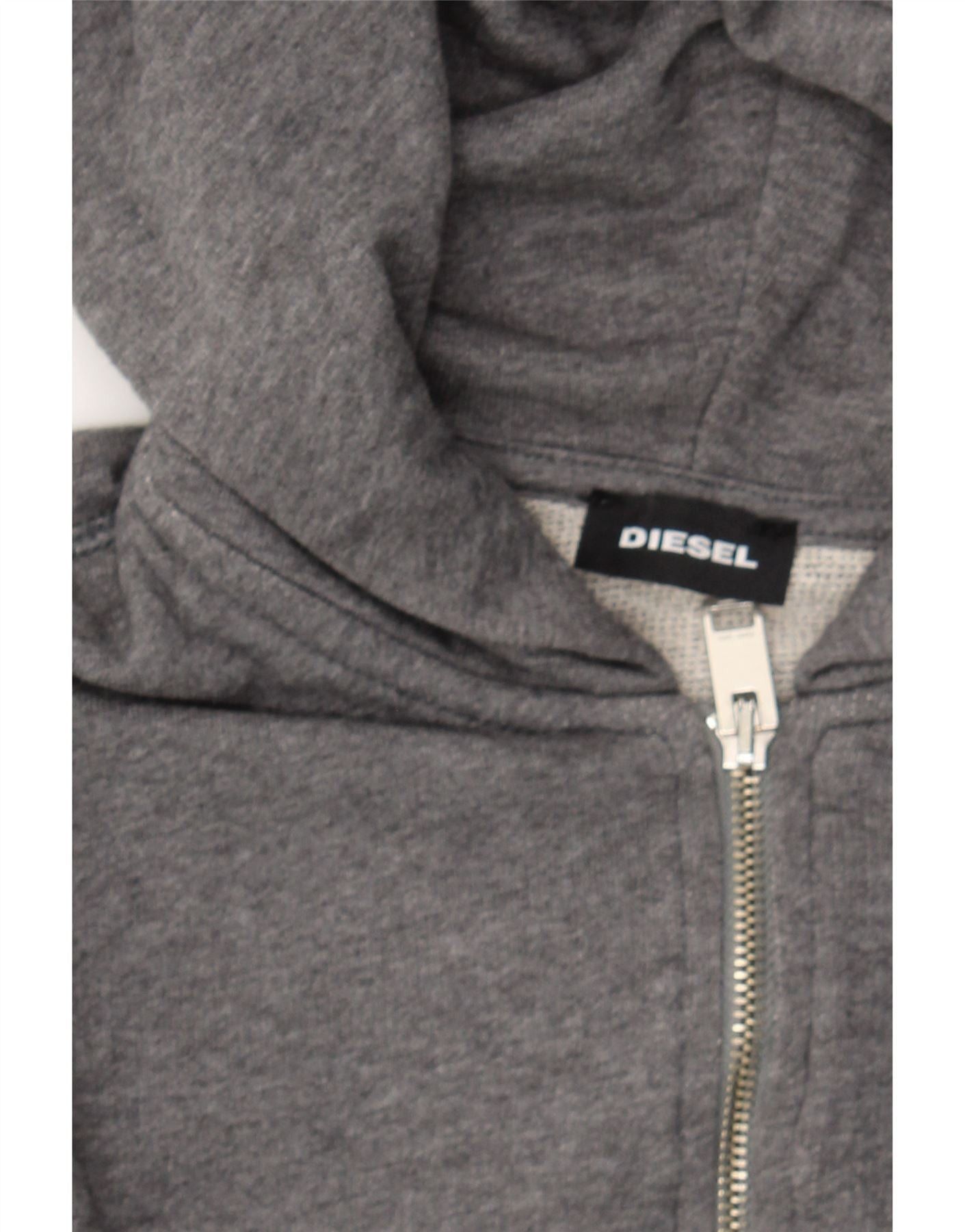 Diesel Womens Graphic Zip Hoodie Sweater UK 16 Large Grey Cotton Size XL / US 12-14 / IT 48-50 - 4 Thumbnail