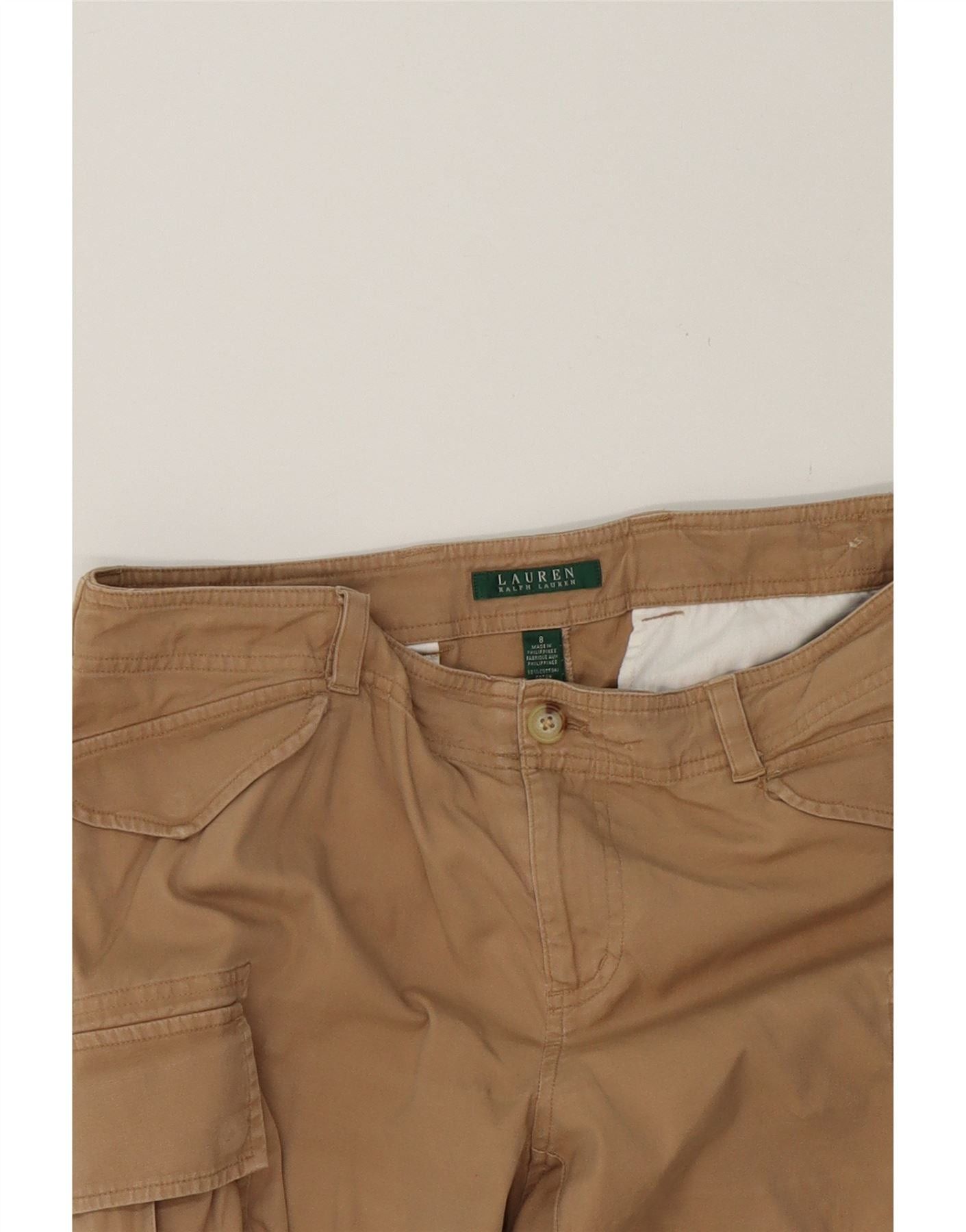 Ralph Lauren Womens Slim Cargo Trousers US 8 Medium W34 L28 Beige Cotton Size 27" / US 4 / IT 40 - 3 Thumbnail