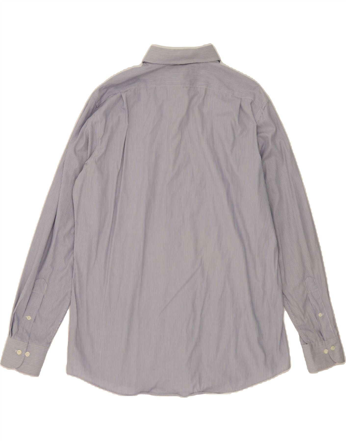 Ralph Lauren Mens Fitted Shirt 16 1/2 Large Blue Pinstripe Cotton Size US L / EU 52-54 / 3 - 2 Thumbnail