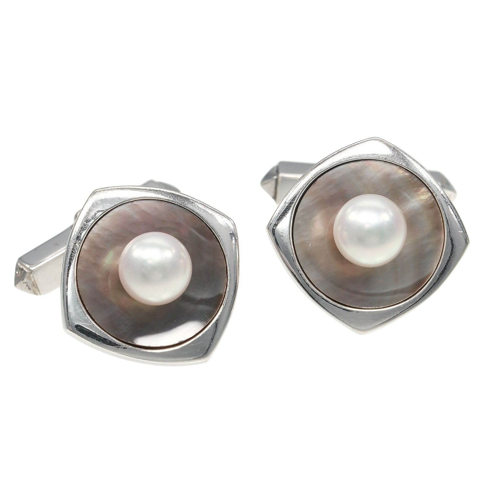 Mikimoto Mikimoto Mikimoto Silver Pearl Shell Cufflinks Metal Cufflinks DUTY FREE for USA Size ONE SIZE - 4 Thumbnail