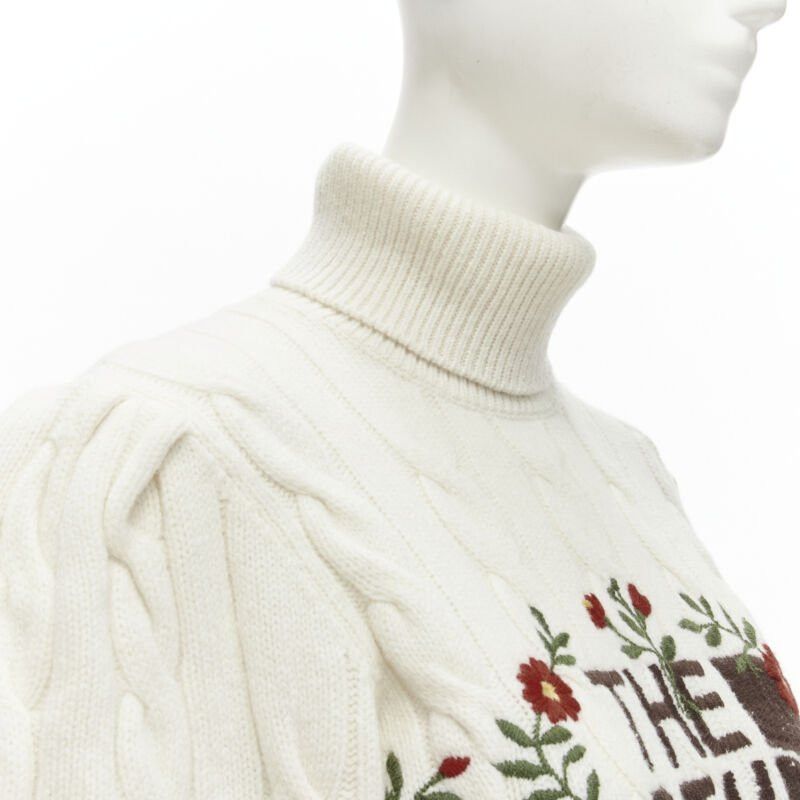 Gucci rare GUCCI THE NORTH FACE wool floral logo embroidery cable knit turtleneck XS Size S / US 4 / IT 40 - 8 Thumbnail