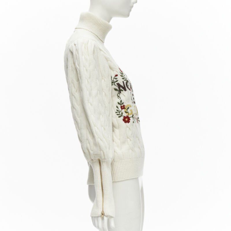 Gucci rare GUCCI THE NORTH FACE wool floral logo embroidery cable knit turtleneck XS Size S / US 4 / IT 40 - 4 Thumbnail