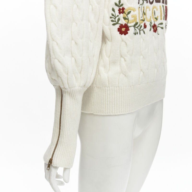 Gucci rare GUCCI THE NORTH FACE wool floral logo embroidery cable knit turtleneck XS Size S / US 4 / IT 40 - 2 Thumbnail