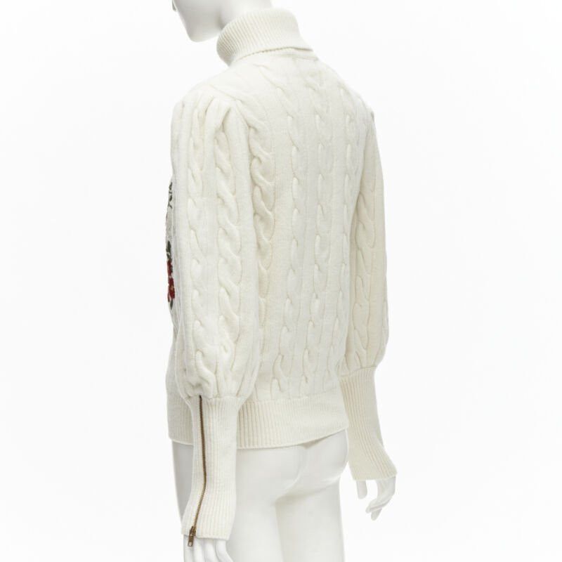 Gucci rare GUCCI THE NORTH FACE wool floral logo embroidery cable knit turtleneck XS Size S / US 4 / IT 40 - 6 Thumbnail