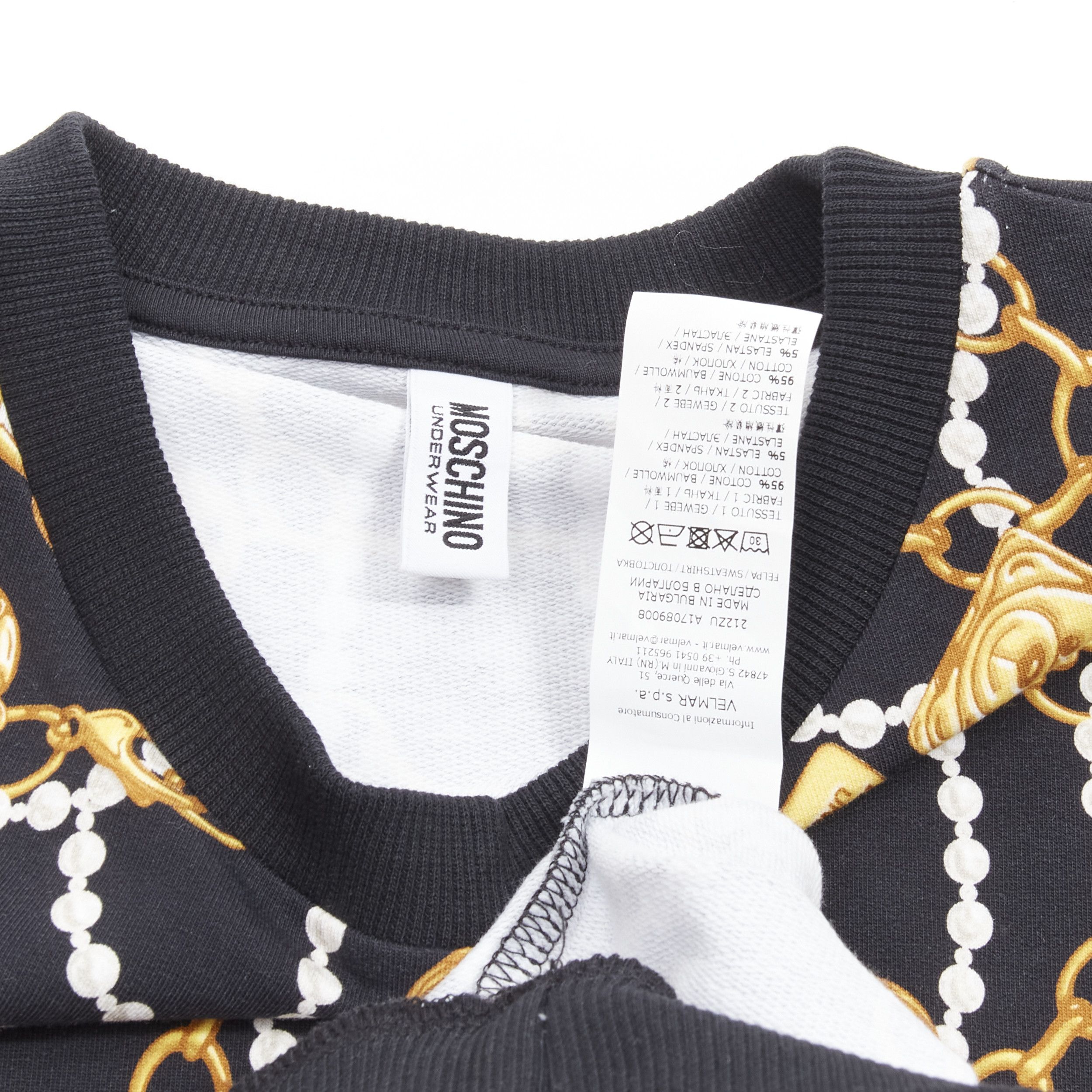 Moschino MOSCHINO UNDERWEAR black gold teddy bear chain pearl print sweatshirt S Size M / US 6-8 / IT 42-44 - 8 Thumbnail