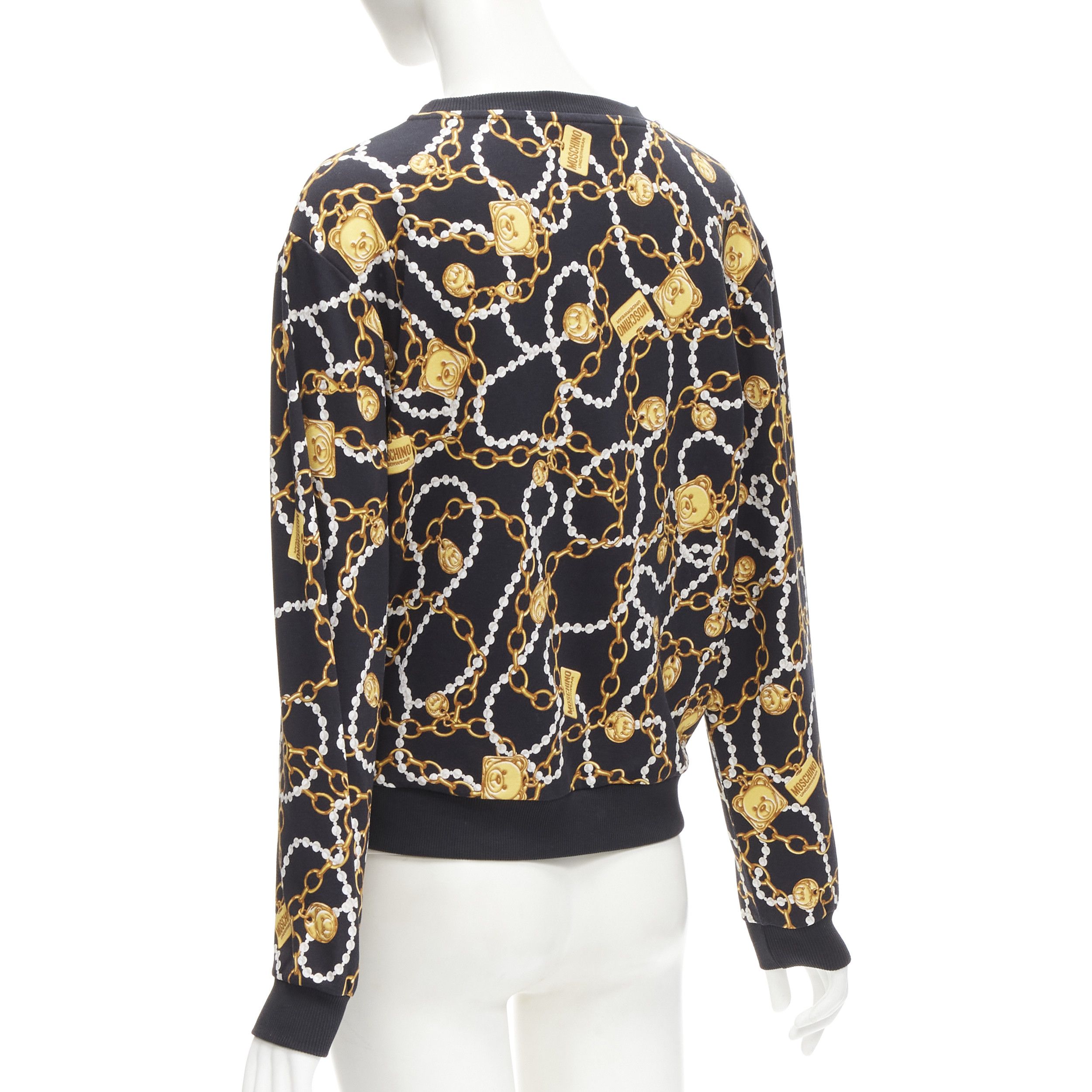 Moschino MOSCHINO UNDERWEAR black gold teddy bear chain pearl print sweatshirt S Size M / US 6-8 / IT 42-44 - 6 Thumbnail