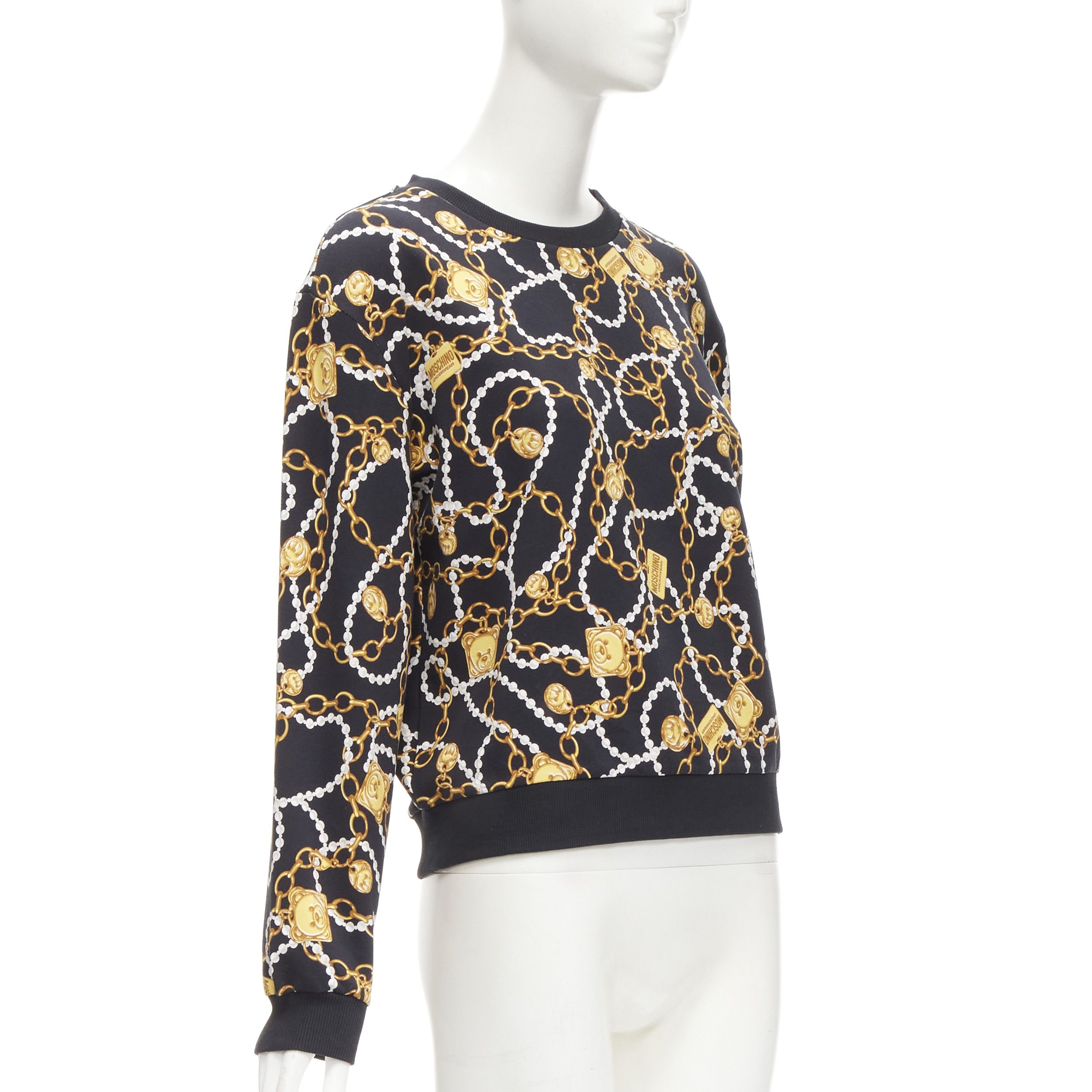 Moschino MOSCHINO UNDERWEAR black gold teddy bear chain pearl print sweatshirt S Size M / US 6-8 / IT 42-44 - 3 Thumbnail