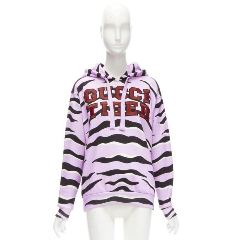 Gucci GUCCI TIGER 2022 purple cotton embroidery patch logo striped hoodie XXS Size XS / US 0-2 / IT 36-38 - 10 Thumbnail