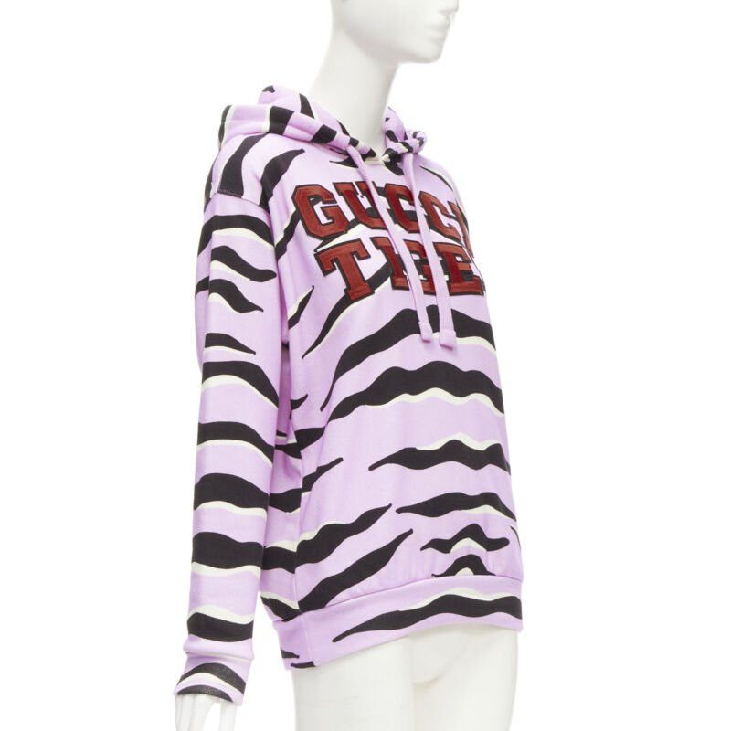 Gucci GUCCI TIGER 2022 purple cotton embroidery patch logo striped hoodie XXS Size XS / US 0-2 / IT 36-38 - 3 Thumbnail