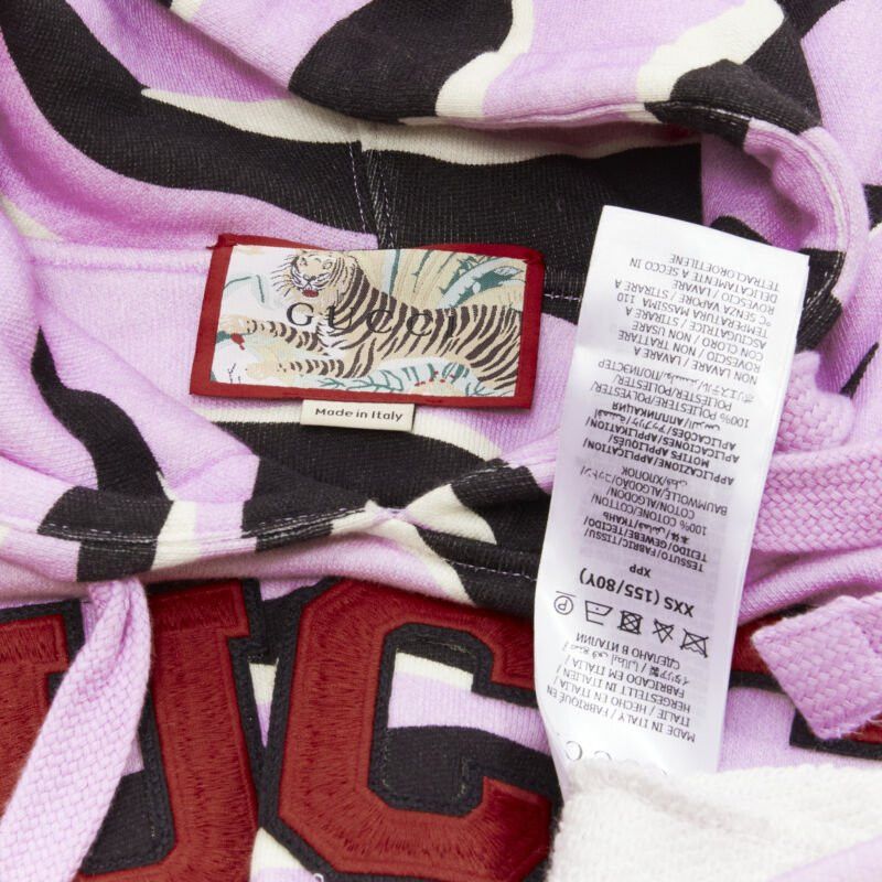 Gucci GUCCI TIGER 2022 purple cotton embroidery patch logo striped hoodie XXS Size XS / US 0-2 / IT 36-38 - 9 Thumbnail