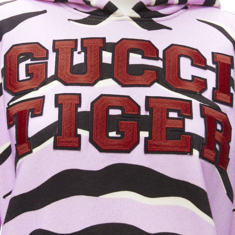 Gucci GUCCI TIGER 2022 purple cotton embroidery patch logo striped hoodie XXS Size XS / US 0-2 / IT 36-38 - 2 Thumbnail