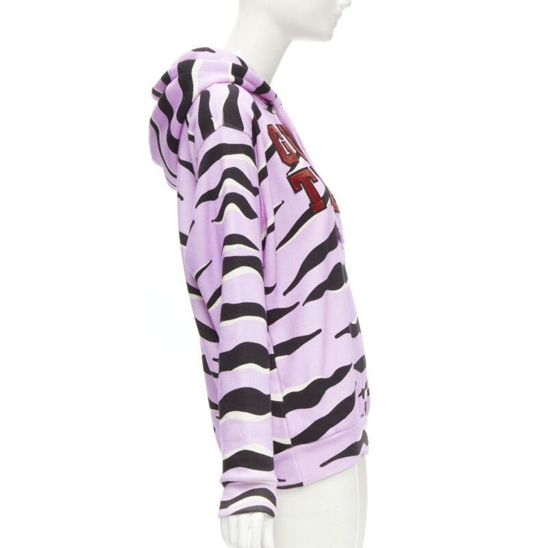 Gucci GUCCI TIGER 2022 purple cotton embroidery patch logo striped hoodie XXS Size XS / US 0-2 / IT 36-38 - 4 Thumbnail
