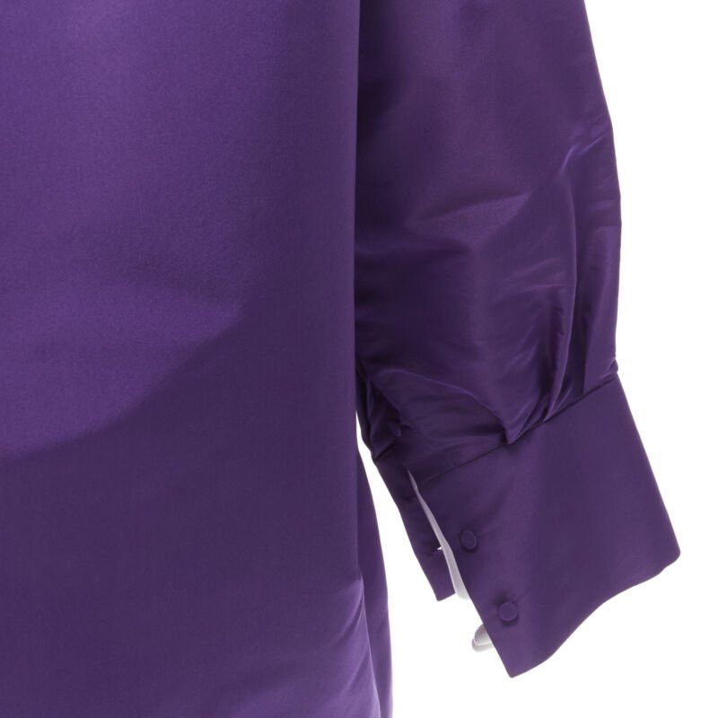Valentino VALENTINO 2022 Runway purple silk taffeta 3D cut oversized tunic shirt IT38 XS Size XS / US 0-2 / IT 36-38 - 8 Thumbnail