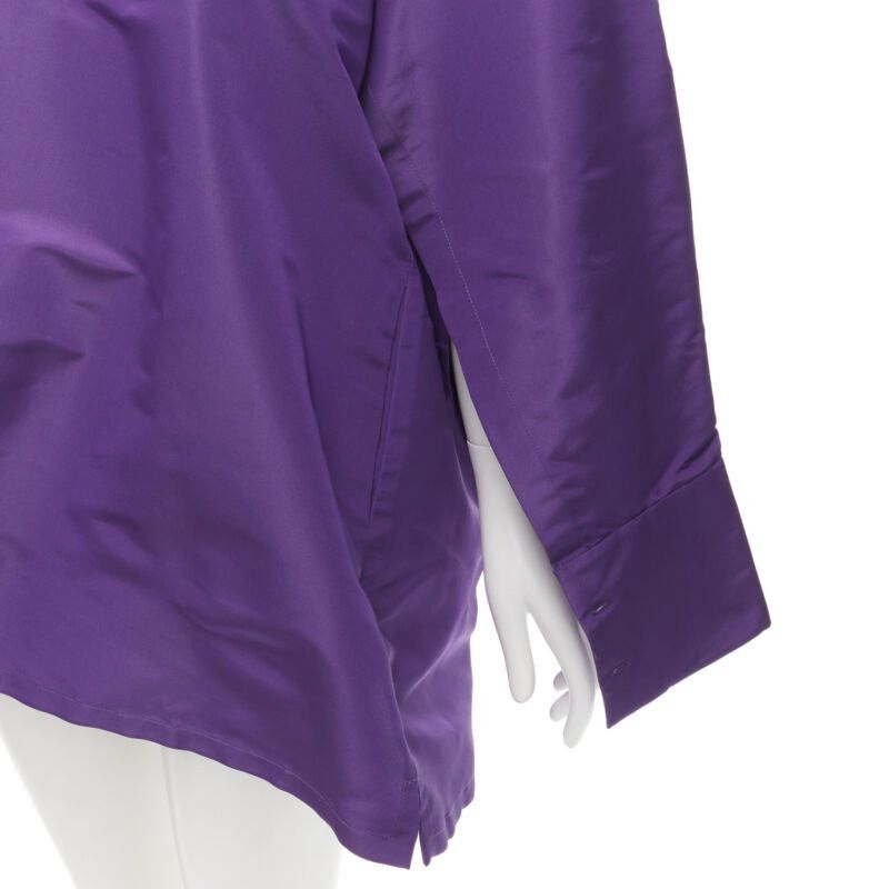 Valentino VALENTINO 2022 Runway purple silk taffeta 3D cut oversized tunic shirt IT38 XS Size XS / US 0-2 / IT 36-38 - 7 Thumbnail