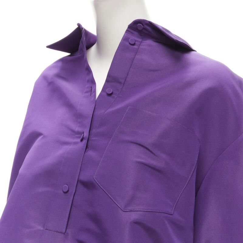 Valentino VALENTINO 2022 Runway purple silk taffeta 3D cut oversized tunic shirt IT38 XS Size XS / US 0-2 / IT 36-38 - 6 Thumbnail
