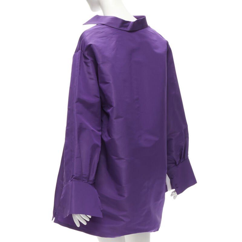 Valentino VALENTINO 2022 Runway purple silk taffeta 3D cut oversized tunic shirt IT38 XS Size XS / US 0-2 / IT 36-38 - 5 Thumbnail