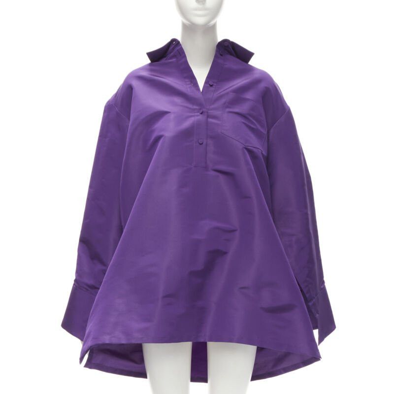 Valentino VALENTINO 2022 Runway purple silk taffeta 3D cut oversized tunic shirt IT38 XS Size XS / US 0-2 / IT 36-38 - 2 Thumbnail