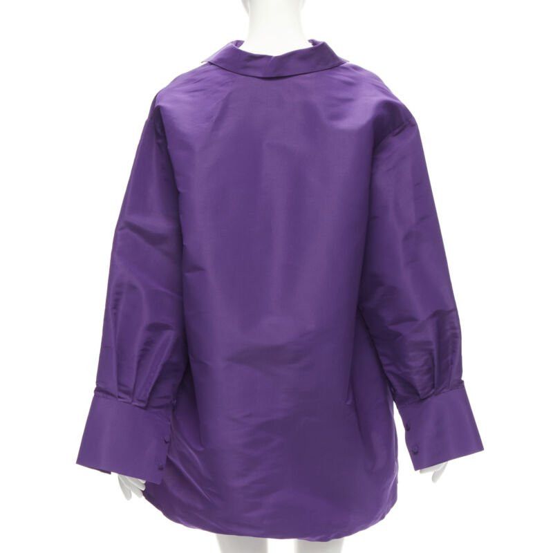 Valentino VALENTINO 2022 Runway purple silk taffeta 3D cut oversized tunic shirt IT38 XS Size XS / US 0-2 / IT 36-38 - 4 Thumbnail