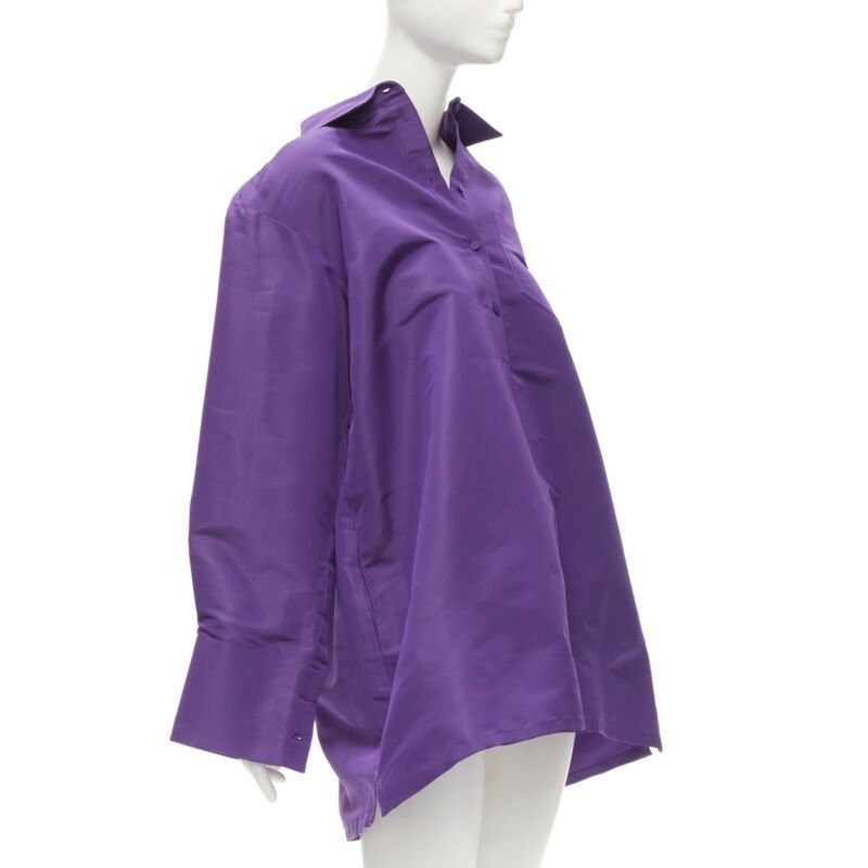 Valentino VALENTINO 2022 Runway purple silk taffeta 3D cut oversized tunic shirt IT38 XS Size XS / US 0-2 / IT 36-38 - 3 Thumbnail