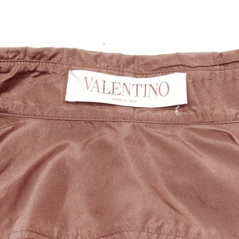 Valentino VALENTINO 2022 Runway brown silk taffeta wide collar neck tie shirt IT38 XS Size XS / US 0-2 / IT 36-38 - 10 Thumbnail