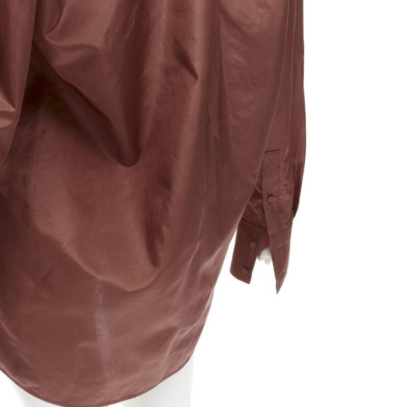 Valentino VALENTINO 2022 Runway brown silk taffeta wide collar neck tie shirt IT38 XS Size XS / US 0-2 / IT 36-38 - 9 Thumbnail