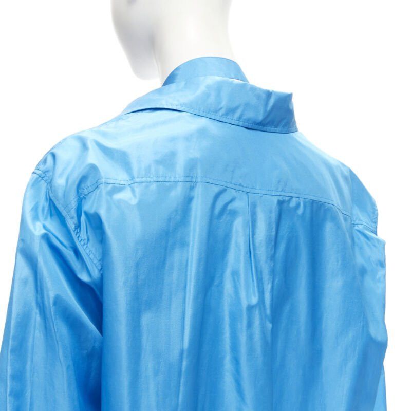Valentino VALENTINO 2022 Runway blue silk tafetta relaxed neck tie oversized shirt IT38 XS Size XS / US 0-2 / IT 36-38 - 7 Thumbnail