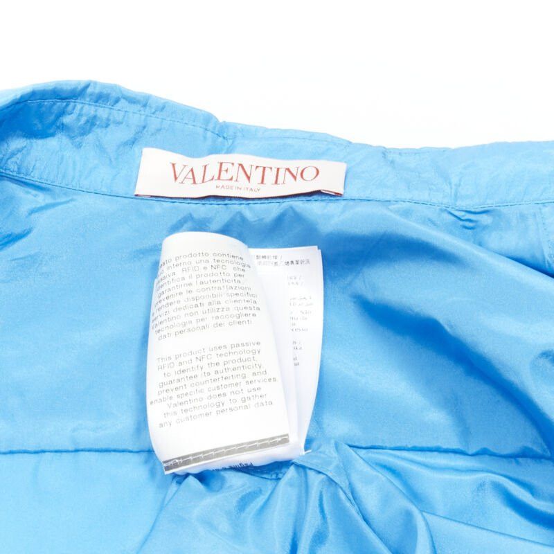 Valentino VALENTINO 2022 Runway blue silk tafetta relaxed neck tie oversized shirt IT38 XS Size XS / US 0-2 / IT 36-38 - 9 Thumbnail