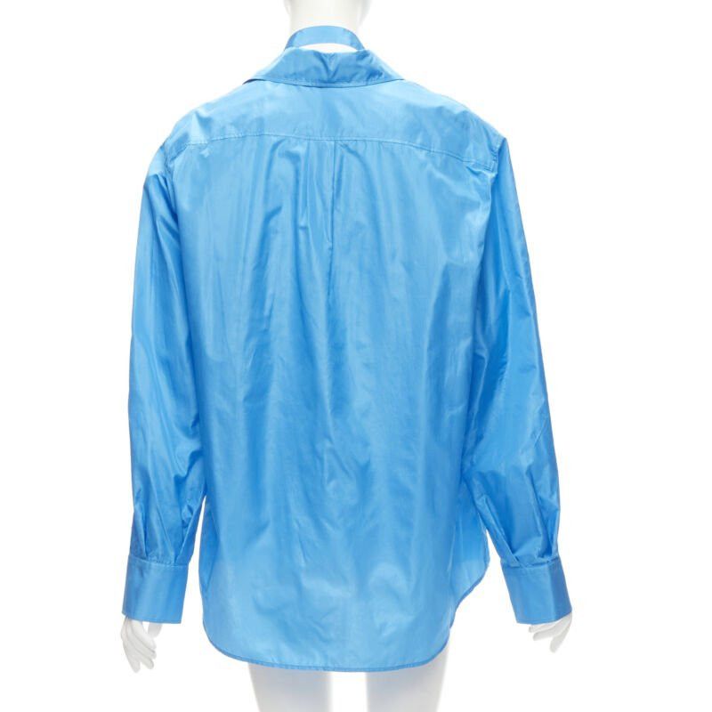 Valentino VALENTINO 2022 Runway blue silk tafetta relaxed neck tie oversized shirt IT38 XS Size XS / US 0-2 / IT 36-38 - 5 Thumbnail
