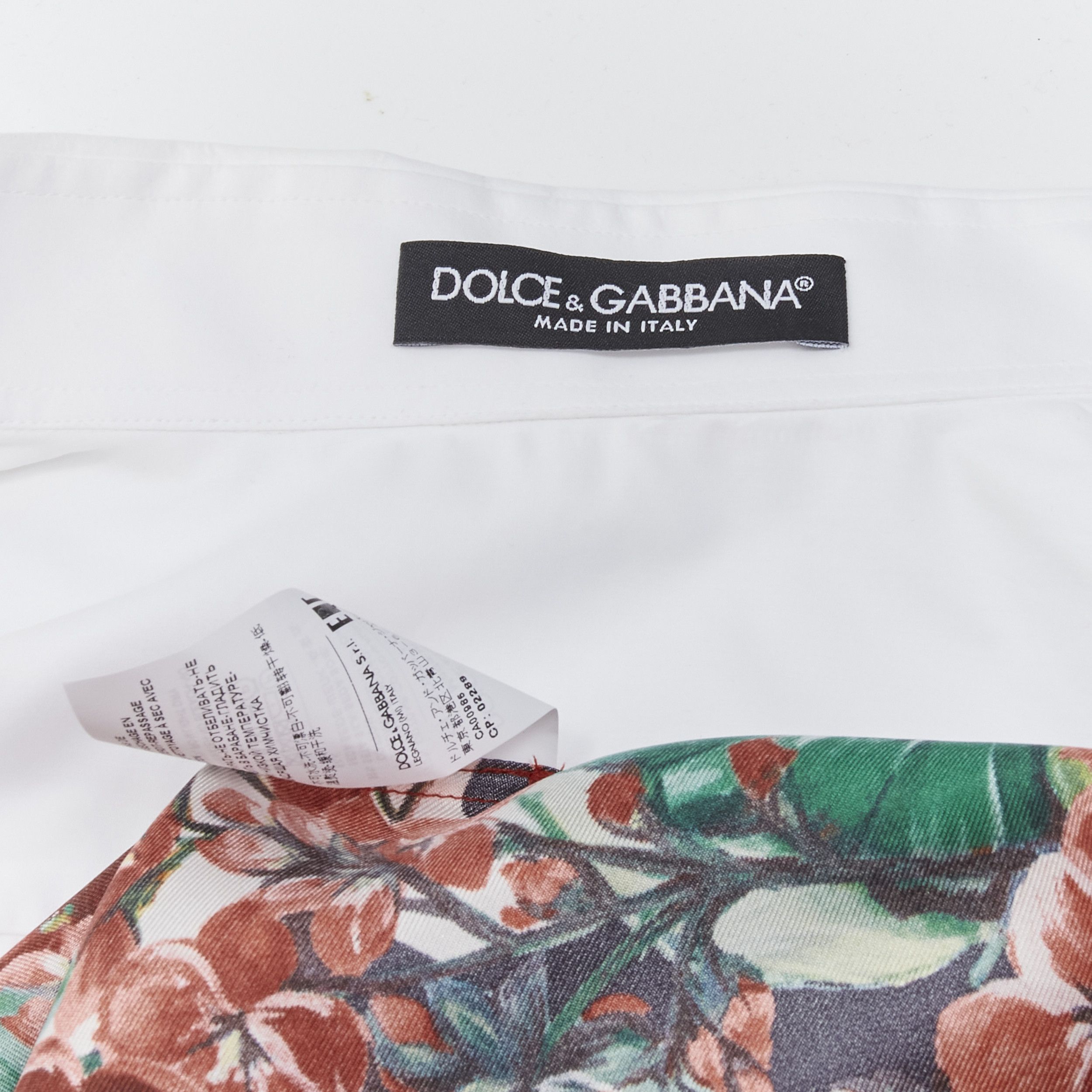 Dolce & Gabbana DOLCE GABBANA red yellow floral scarf silk insert white high low shirt IT38 XS Size XS / US 0-2 / IT 36-38 - 9 Thumbnail