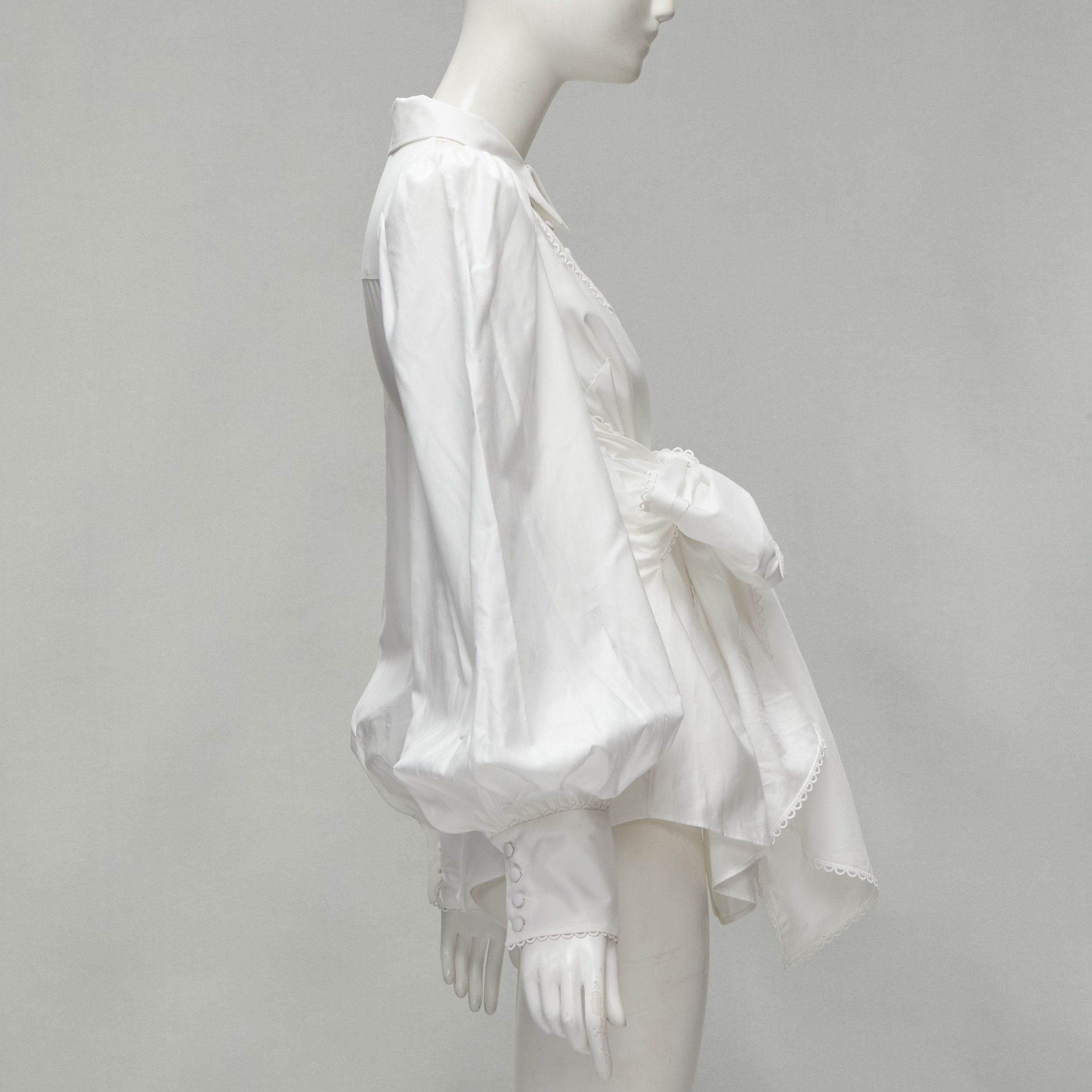 Acler ACLER white cotton eyelet cutout big bow puff sleeve blouse US2 S Size S / US 4 / IT 40 - 4 Thumbnail