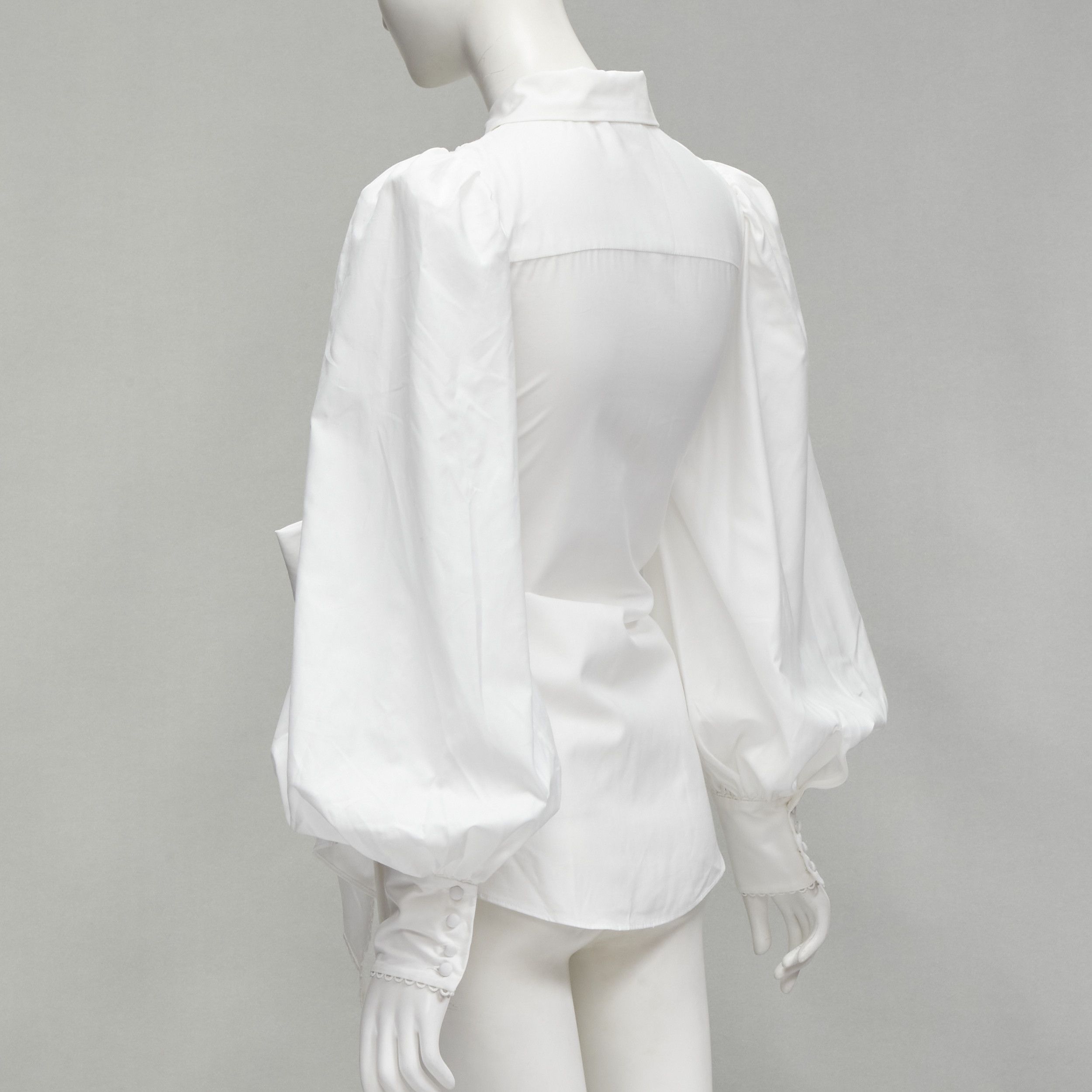 Acler ACLER white cotton eyelet cutout big bow puff sleeve blouse US2 S Size S / US 4 / IT 40 - 6 Thumbnail