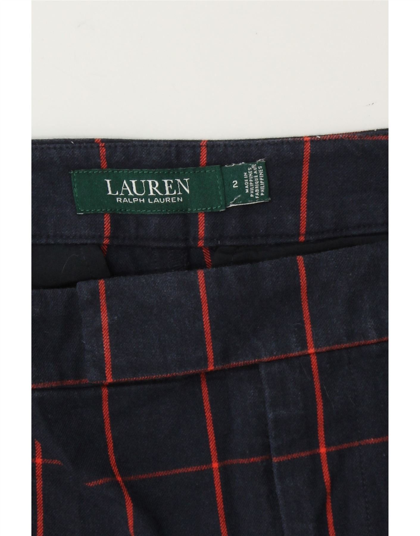 Ralph Lauren Womens Slim Casual Trousers US 2 XS W30 L27 Navy Blue Check Size 24" / US 00 / IT 34 - 3 Thumbnail