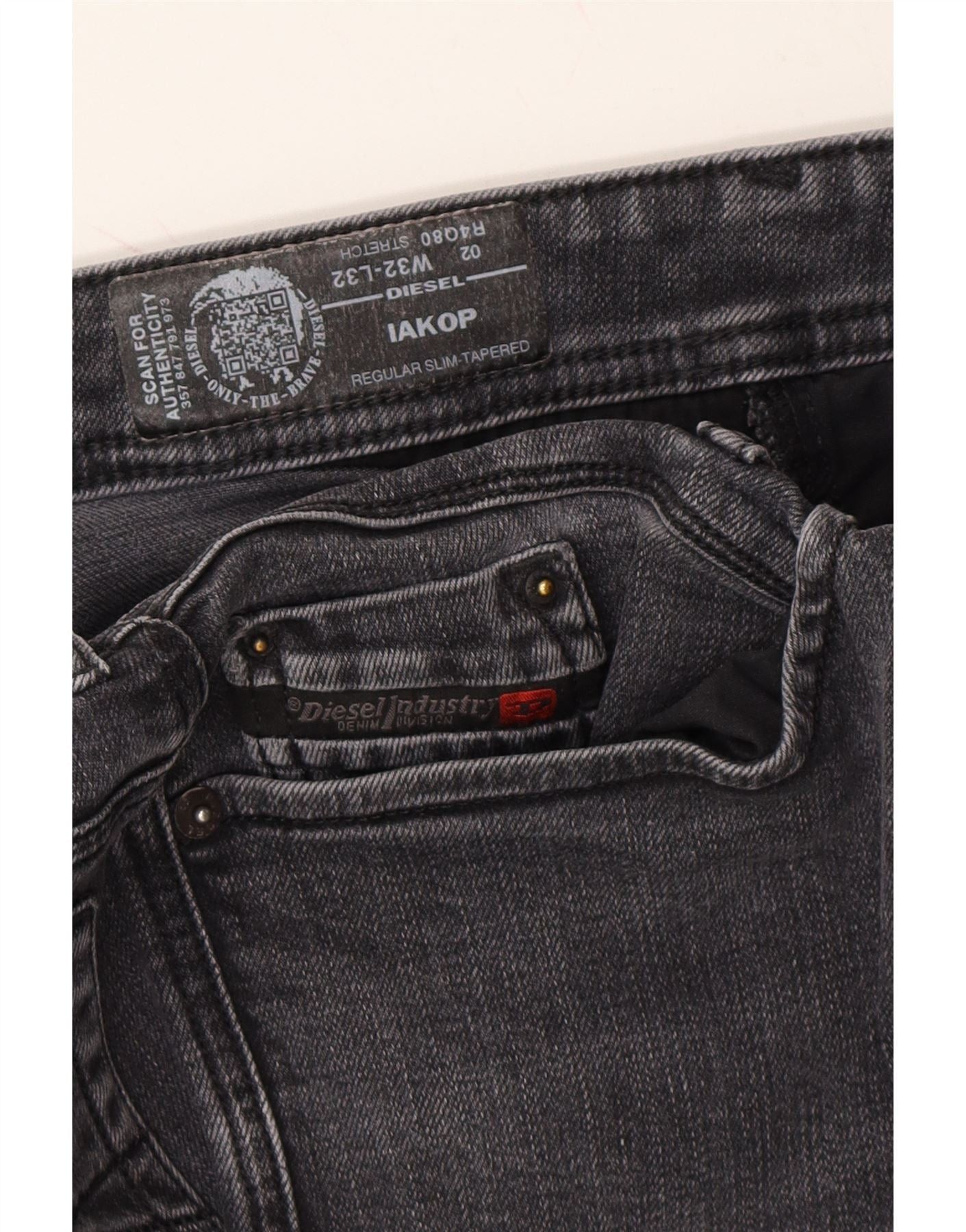 Diesel Womens Iakop Regular Slim Tapered Jeans W32 L32 Grey Cotton Size 24" / US 00 / IT 34 - 3 Thumbnail