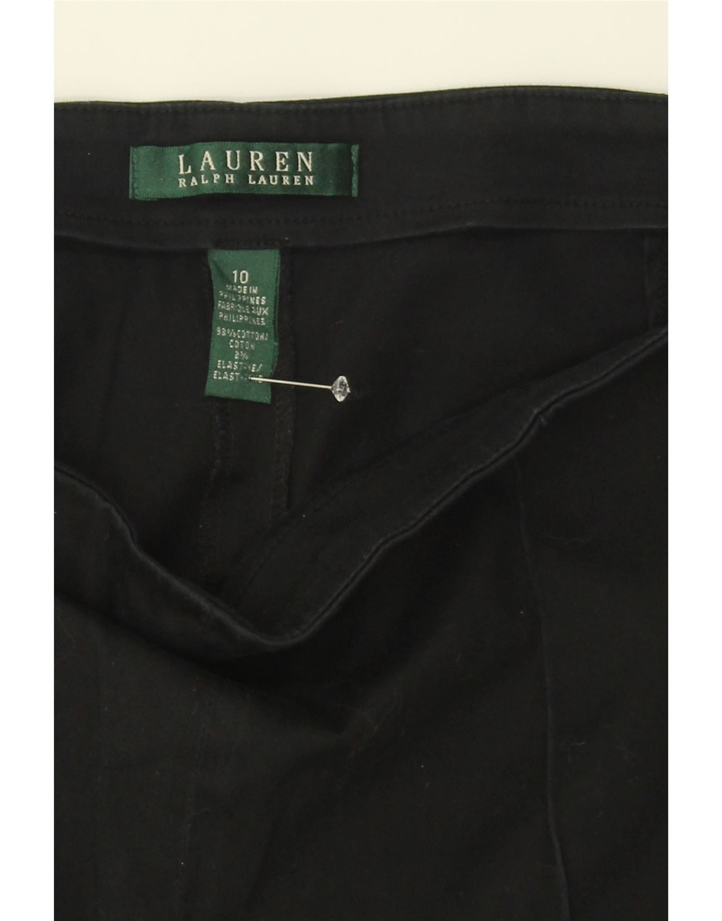 Ralph Lauren Womens Slim Casual Trousers US 10 Large W32 L28 Black Cotton Size 28" / US 6 / IT 42 - 3 Thumbnail