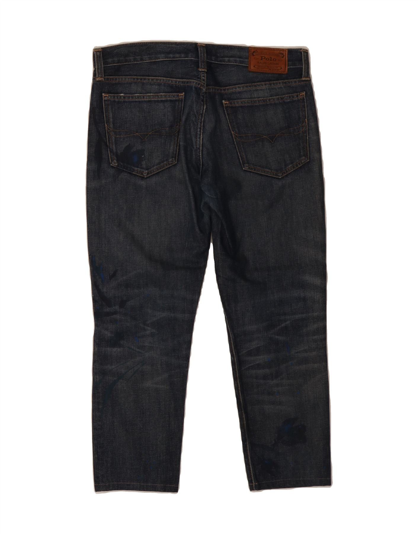 Polo Ralph Lauren Womens Boyfriend Graphic Cropped Jeans W34 L25 Navy Blue Size 42" / US 20 - 2 Thumbnail