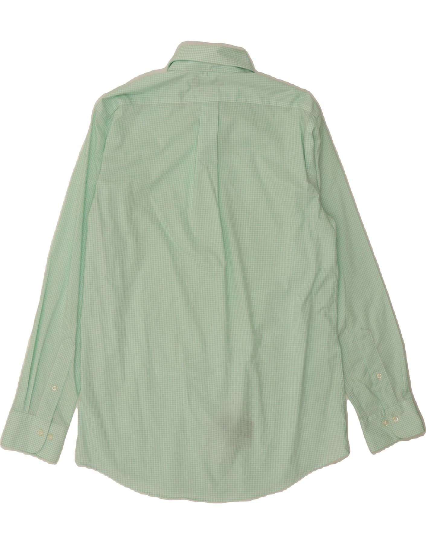 Ralph Lauren Mens Slim Shirt 16 Large Green Check Cotton Size US L / EU 52-54 / 3 - 2 Thumbnail